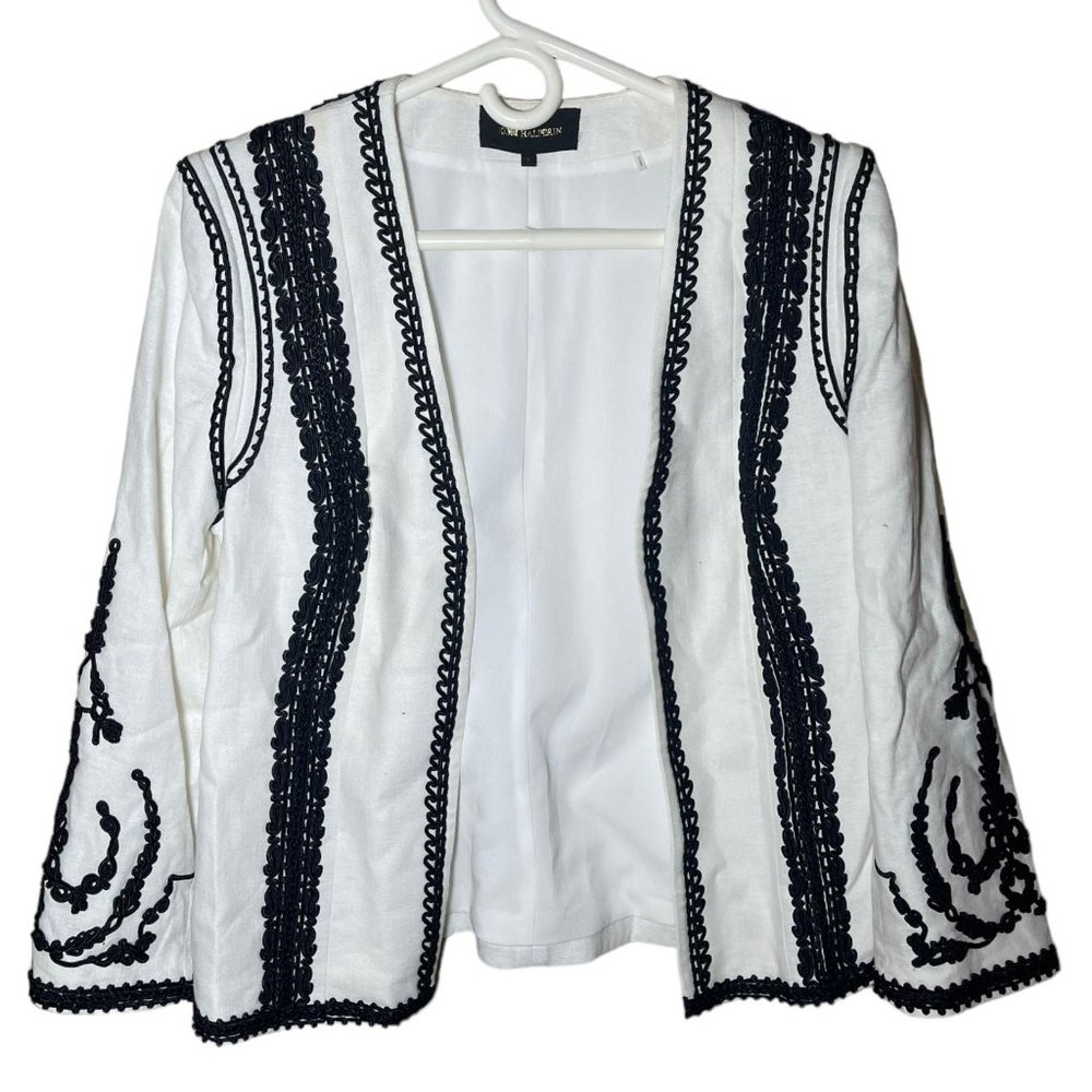 Kobi Halperin White Linen Collared Blazer Small - Picture 5 of 9